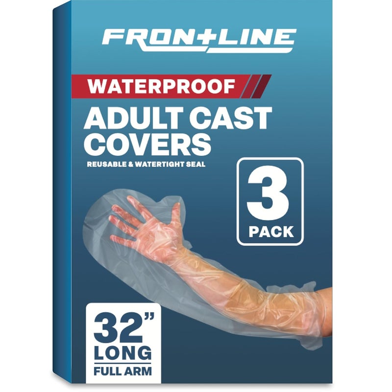 Frontline Arm Cast Covers for Shower Adult Waterproof Cast and Wound Protector 100% Watertight Seal Reusable Sleeve 3 Pack (Large 32 Inch) - Image 1